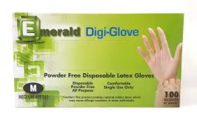 PF251 EMERALD Digi Gloves Powder Disposable Latex