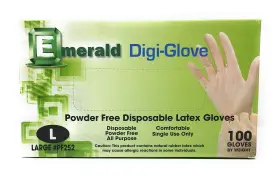 604539001868 EMERALD Digi Gloves Powder Disposable Latex