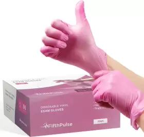 313032749732 FIFTHPULSE Pink Disposable Gloves Latex Powder