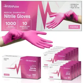 810084934456 FIFTHPULSE Fuchsia Pink Nitrile Disposable Mil