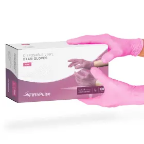 FMN100043 FIFTHPULSE Pink Disposable Gloves Pack Latex Powder