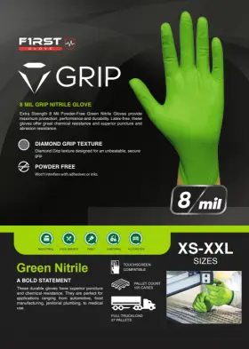 7103-GR FIRST GLOVE Grip Nitrile Disposable Gloves Mil Raised #2