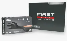9104-BLK FIRST GLOVE Grip Nitrile Disposable Gloves Mil
