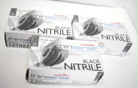 103-TS18-BLK FOODHANDLER Thinsense Nitrile Powder Gloves Pack