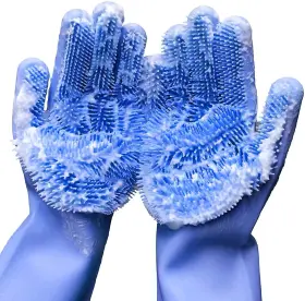 1-PAIR FORLIVER Silicone Dish Washing Cleaning Sponge Gloves