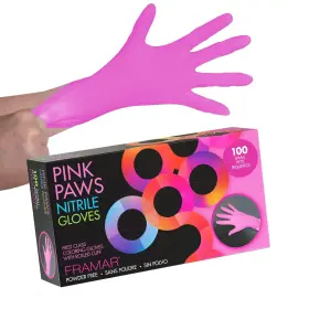 680343900160 FRAMAR Pink Gloves Disposable Latex Nitrile Glo
