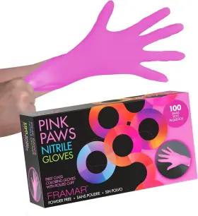 726084134027 FRAMAR Pink Gloves Disposable Latex Nitrile