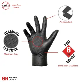 2179 GH HEAVY DUTY Diamond Nitrile Gloves Mil Disposable #3