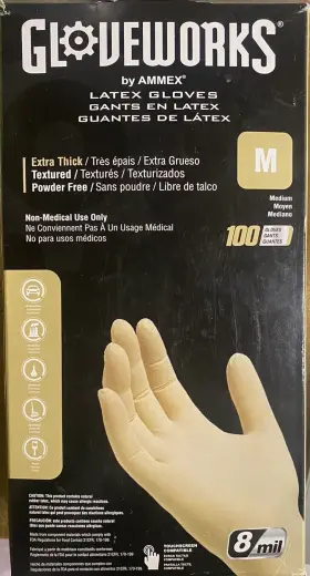 Ilhd GLOVEWORKS Latex Disposable Gloves Mil Box