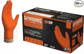 697383966544 GLOVEWORKS Nitrile Disposable Gloves Mil Raised