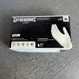 TLF48100 GLOVEWORKS Latex Gloves Box Mil Powder