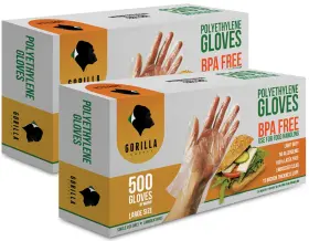 2X500-L-PE-GLVES GORILLA SUPPLY Bpa Disposable Gloves Poly