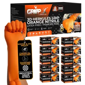 GX-8MIL-ORG-1000-M GRIPXX Herkules Grip Nitrile Gloves Raised