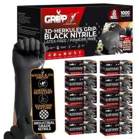 GX-NGBKI-8004 GRIPXX Herkules Grip Nitrile Gloves Raised