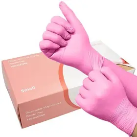 190835280132 GUASSLEE Pack Pink Disposable Gloves Latex Power