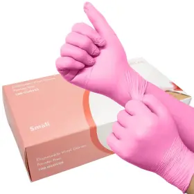 704529284735 GUASSLEE Pack Pink Disposable Gloves Latex Power