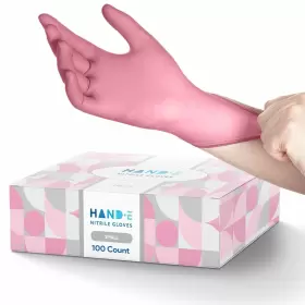 810068987966 HAND-E TOUCH Pink Nitrile Disposable Gloves