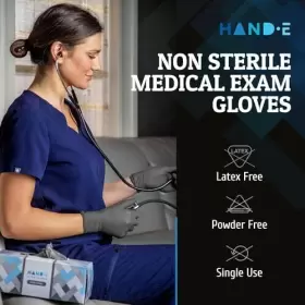 810068989755 HAND-E TOUCH Disposable Nitrile Gloves Latex Med #2