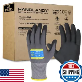 B0F61TJPT6 HANDLANDY Safety Gloves Microfoam Nitrile Coated