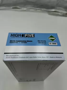 72-10502 HIGH FIVE Nitrile Exam Gloves Powder Sterile #3
