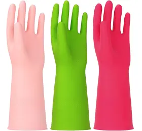 GLOVES090 HINSOCHA Rubber Cleaning Gloves Latex Dishwashing