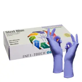 Fba-steel-blue INFI-TOUCH Nitrile Disposable Gloves Powder