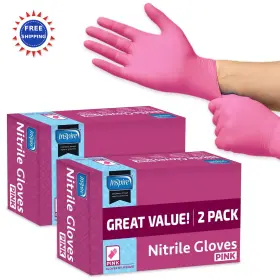 INSPNG-CS2-L INSPIRE Disposable Latex Nitrile Pink Gloves