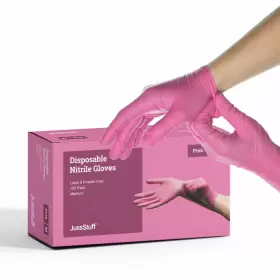 JSS-NIT-1000-PNK-M JUSSSTUFF Nitrile Exam Latex Powder Gloves #2