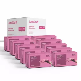 JSS-NIT-1000-PNK-M JUSSSTUFF Nitrile Exam Latex Powder Gloves