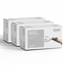 JSS-NIT-300-WHT-L JUSSSTUFF Nitrile Exam Latex Powder Gloves