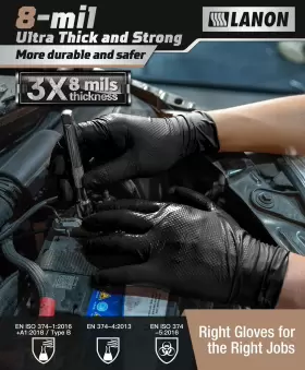 LD09E LANON PROTECTION Mil Nitrile Gloves Food Safe Latex Fu #3