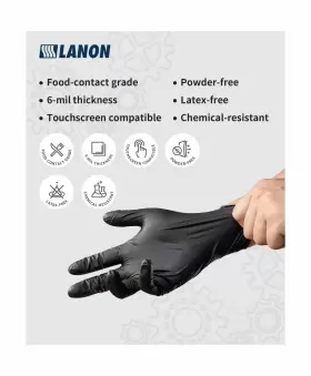 LDT09 LANON PROTECTION Nitrile Disposable Gloves Food Safe Du #2
