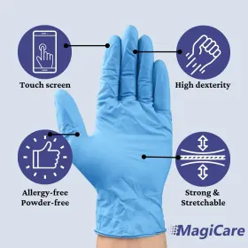 850036333678 MAGICARE Nitrile Exam Gloves Disposable Latex #2