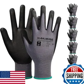 B0C6LQQ782 MANUSAGE Safety Gloves Men Women Microfoam Nitrile
