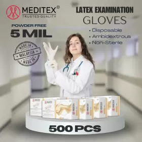 MD-LG9BX5 MEDITEX Powder Disposable Exam Latex Gloves