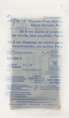 MDS194085 MEDLINE Aloetouch Sterile Nitrile Exam Gloves
