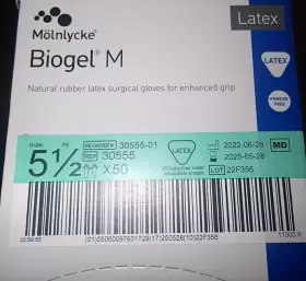 30575 MOLNLYCKE Biogel Latex Surgical Gloves Enhanced Grip