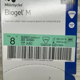 30580 MOLNLYCKE Box Biogel Latex Surgical Gloves Sterile #2