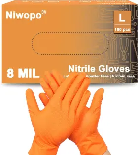 726084689534 NIWOPO Nitrile Gloves Disposable Diamond Grip Po