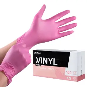 HX-XX-133 OKIAAS Pink Gloves Disposable Latex Powder