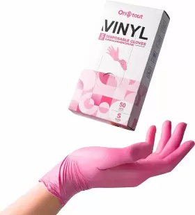 974157524488 ORISTOUT Disposable Gloves Women Pink Latex Fo