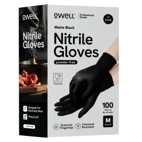 OWNGBLK4 OWELL Nitrile Gloves Powder Latex Chemical Food Se
