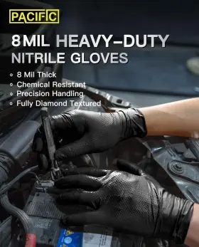 PD09E PACIFIC PPE Mil Nitrile Gloves Food Safe Latex Mec #3