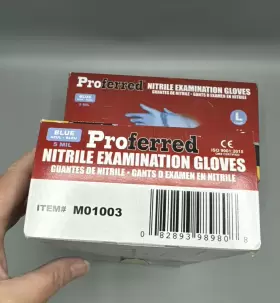 M01003 PROFERRED Nitrile Exam Gloves Powder Mil Pack #3