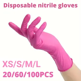 726084424319 RAPIDROO-SHOP Pink Nitrile Gloves Disposable #2