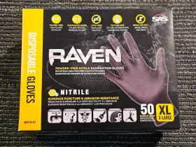 66519-01 RAVEN Powder Nitrile Examination Gloves Xlarge #2