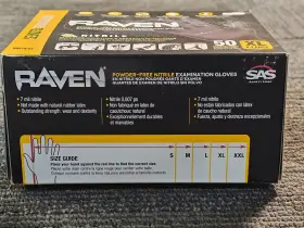 66519-01 RAVEN Powder Nitrile Examination Gloves Xlarge #3