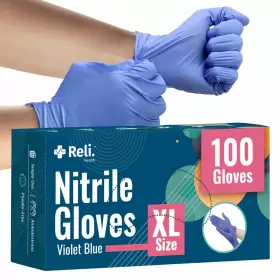 606301478915 RELI Nitrile Gloves Pack Violet Disposable