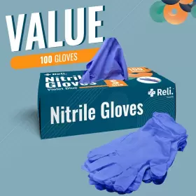 606301478977 RELI Nitrile Gloves Pack Violet Disposable Po #2