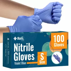 606301478977 RELI Nitrile Gloves Pack Violet Disposable Po